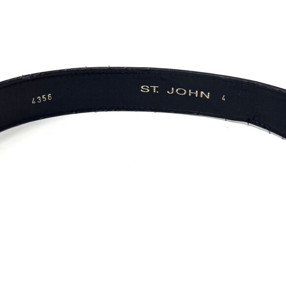 St. John Black Leather Belt Size 4 (32\